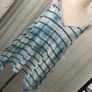 Seven7 Blue tie dye and Gray Striped Swim Coverup